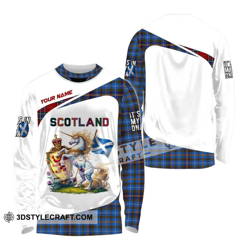 Unisex Shirt Custom Name Scotland Polo Long Sleeve Lover T-Shirt / S