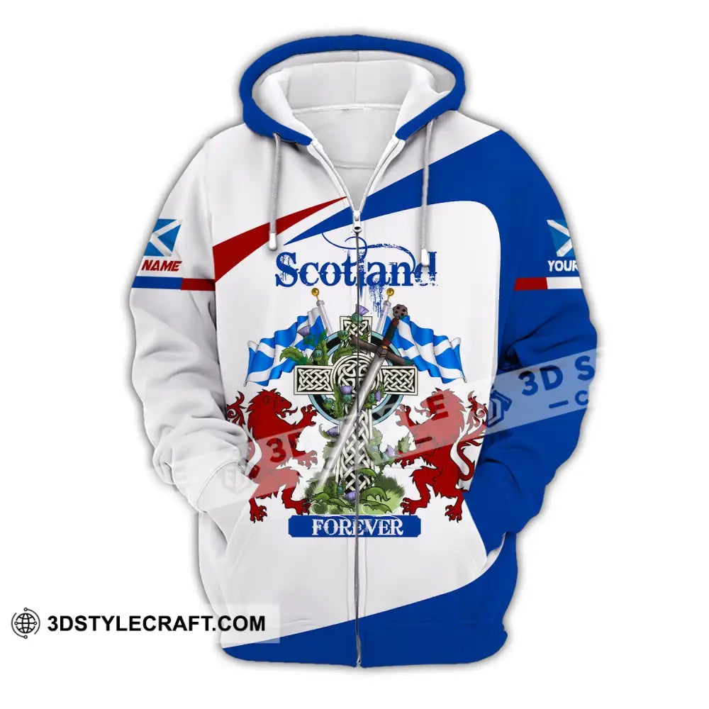 Unisex Shirt Custom Name Scotland Scottish Hoodie T-Shirt Gift For Lover Zipper / S