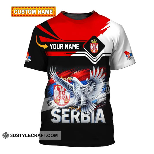 Unisex Shirt Custom Name Serbia Polo Long Sleeve Gift T-Shirt