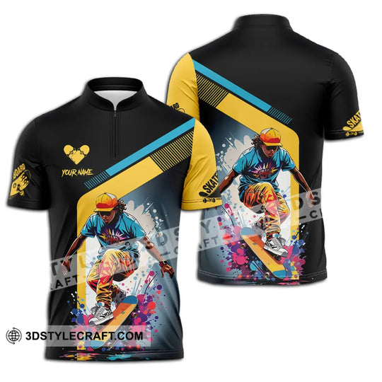 Unisex Shirt - Custom Name Skateboard Sport Shirt For Player, Golden Heart style option 2
