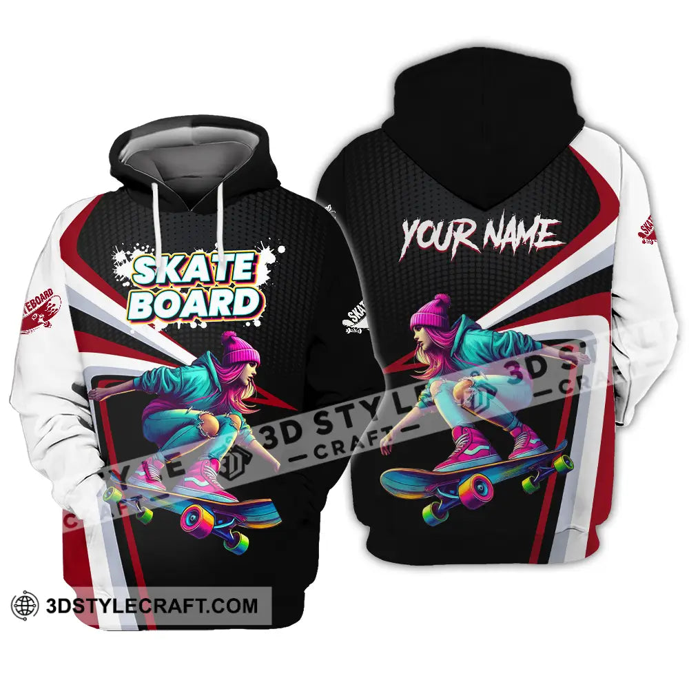 Unisex Shirt - Custom Name Skateboarding Player Dark Sport Hoodie / S T-Shirt