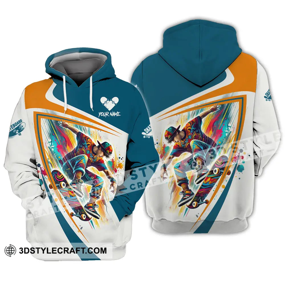 Unisex Shirt - Custom Name Skateboarding Player Heart Sport Hoodie / S T-Shirt