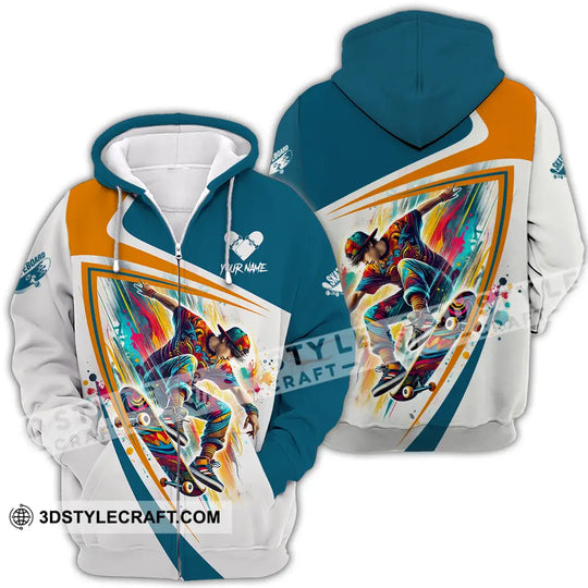 Unisex Shirt - Custom Name Skateboarding Player Heart Sport Shirt style option 4