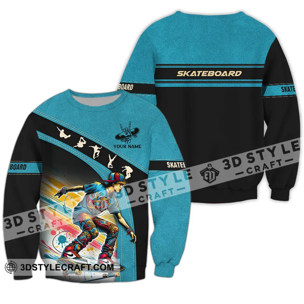 Unisex Shirt - Custom Name Skateboarding Player Sport Long Sleeve / S T-Shirt