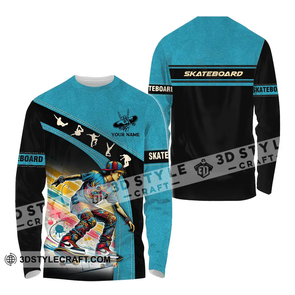 Unisex Shirt - Custom Name Skateboarding Player Sport Long Sleeve / S T-Shirt