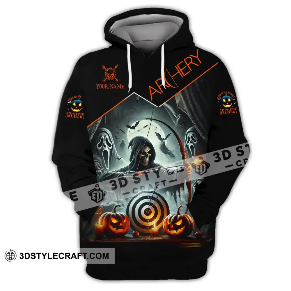 Unisex Shirt - Custom Name Skull Archery Target Hoodie / S T-Shirt