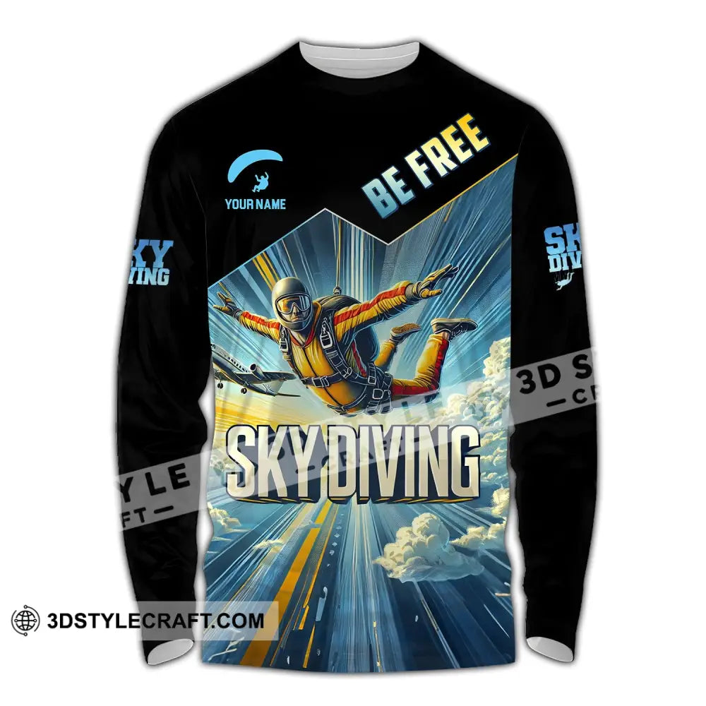 Unisex Shirt Custom Name Sky Diving T-Shirt For Lover Long Sleeve / S T-Shirt