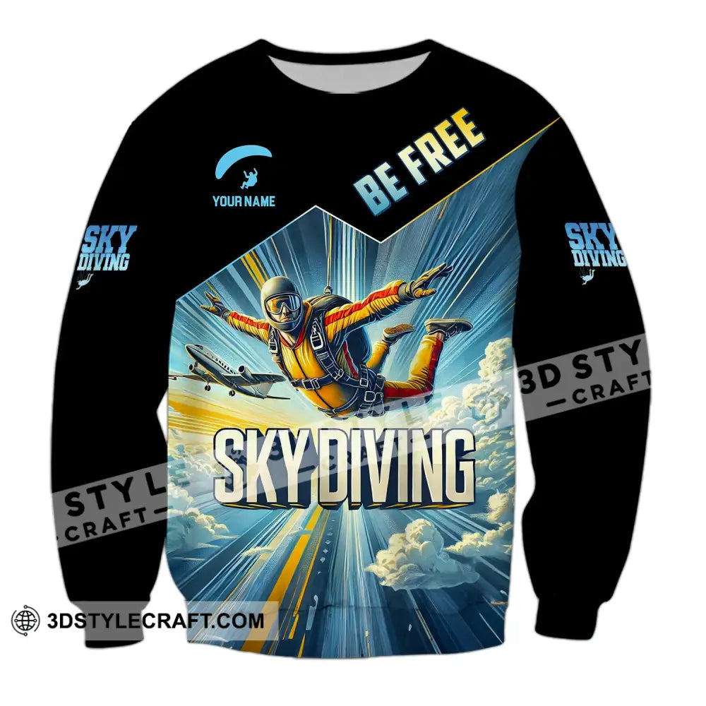 Unisex Shirt Custom Name Sky Diving T-Shirt For Lover Long Sleeve / S T-Shirt