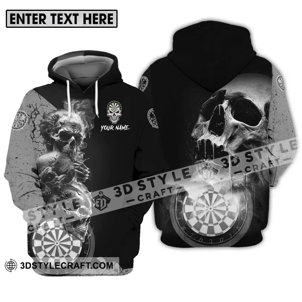 Unisex Shirt - Custom Name Smoking Skull Darts Hoodie / S T-Shirt