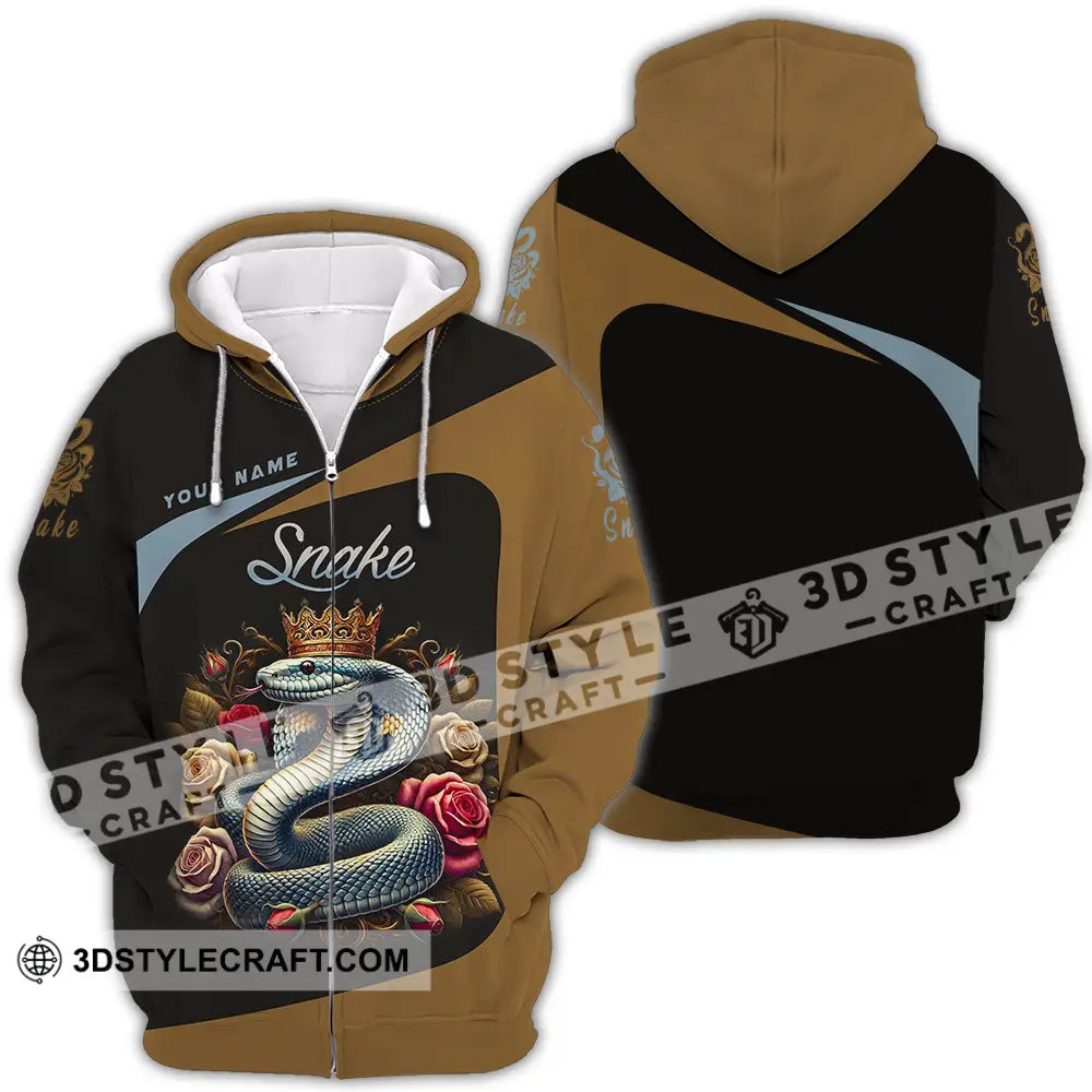 Unisex Shirt - Custom Name Snake Zipper Hoodie / S T-Shirt