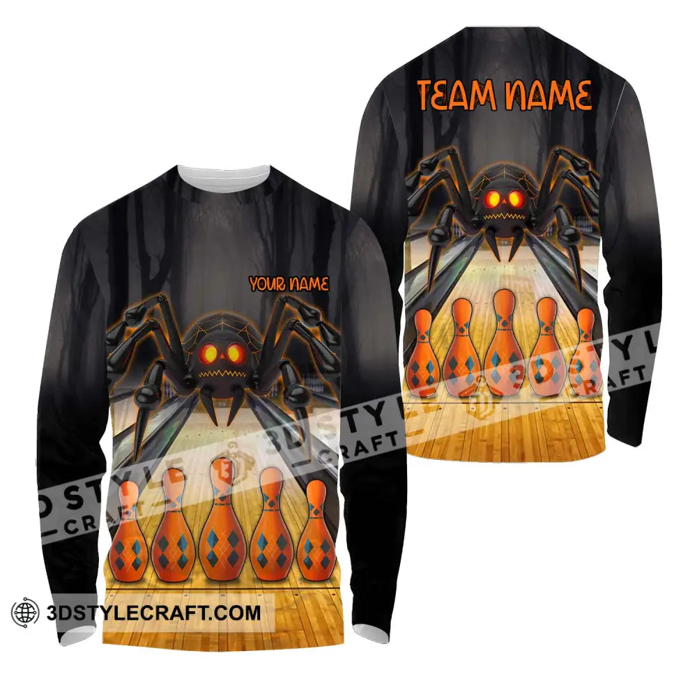 Unisex Shirt - Custom Name Spider Bowling Long Sleeve / S T-Shirt