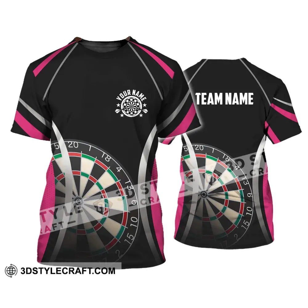 Unisex Shirt - Custom Name Sport Black Pink Darts T-Shirt / S T-Shirt