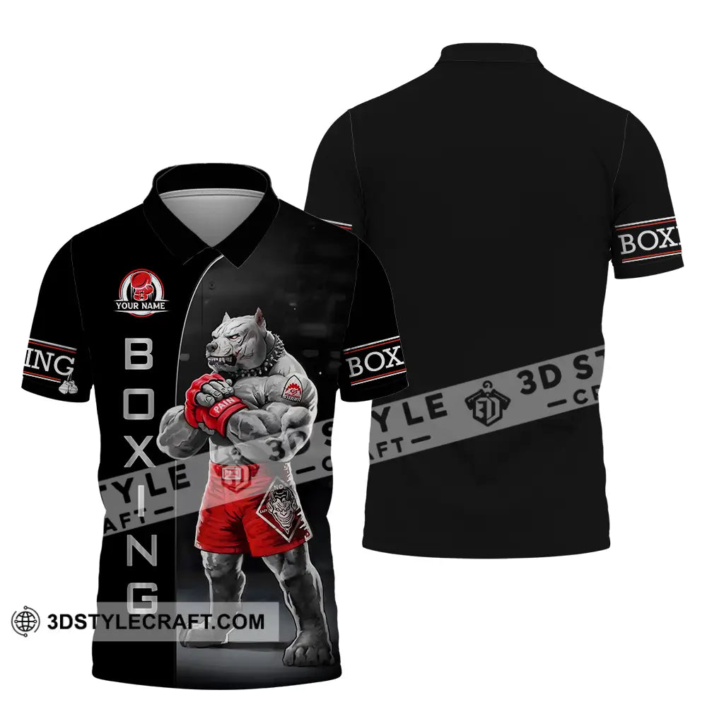 Unisex Shirt - Custom Name Sport Boxing Pitbull Dog Polo / S T-Shirt