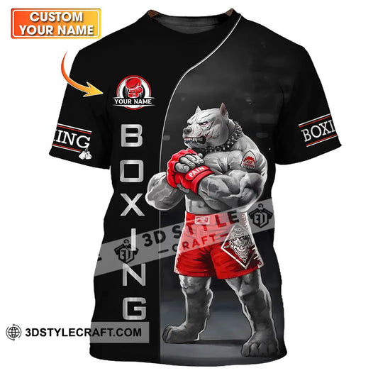 Unisex Shirt - Custom Name Sport Boxing Pitbull Dog T-Shirt