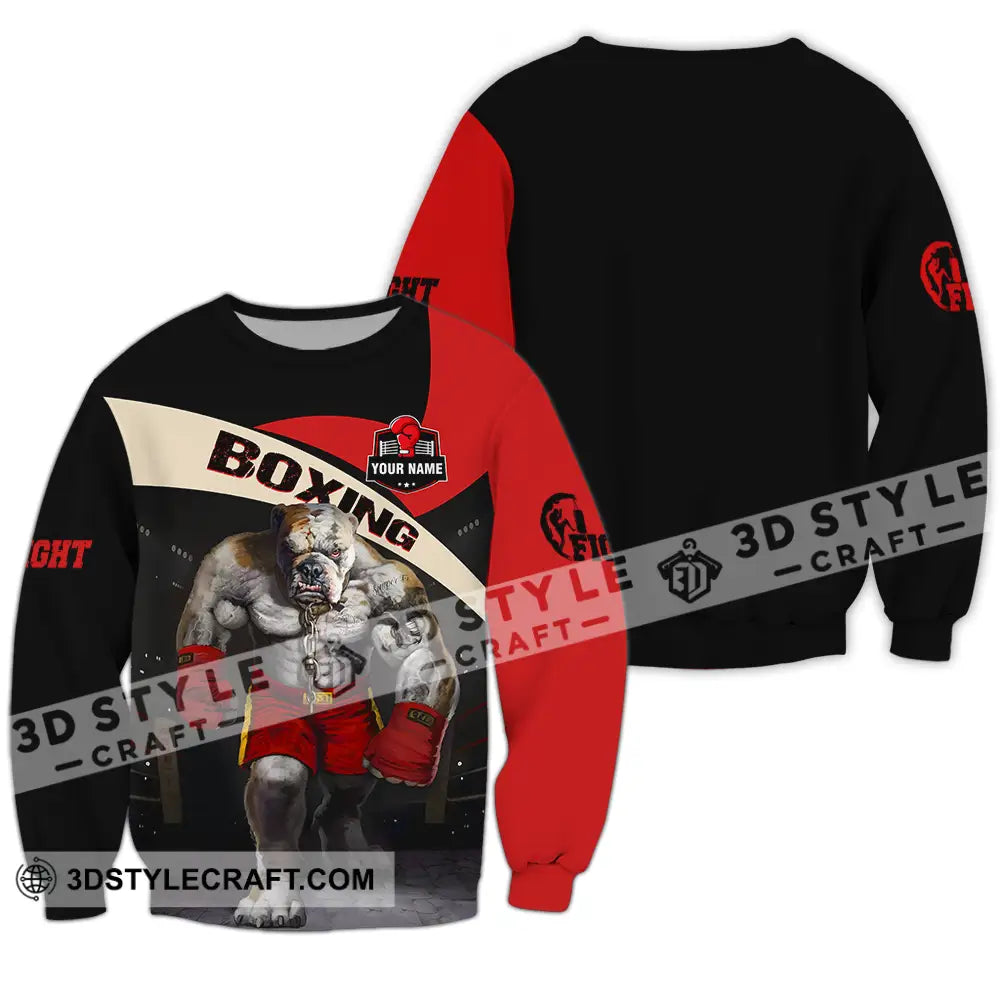 Unisex Shirt - Custom Name Sport Boxing Pitbull King Long Sleeve / S T-Shirt