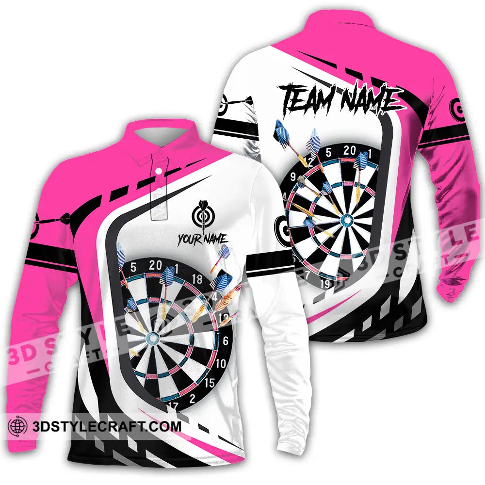 Unisex Shirt - Custom Name Sport Darts Player Long Sleeve Polo / S T-Shirt