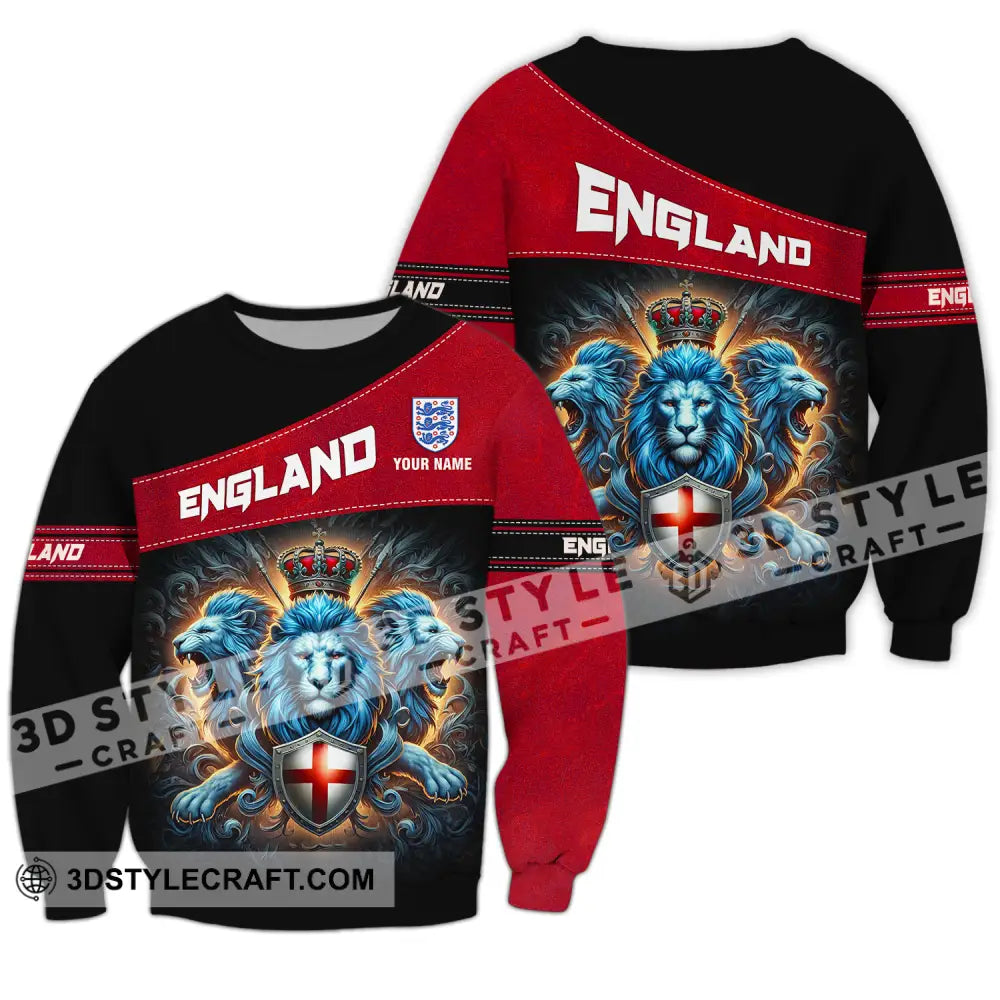 Unisex Shirt - Custom Name Sport England Three Lions Long Sleeve / S T-Shirt