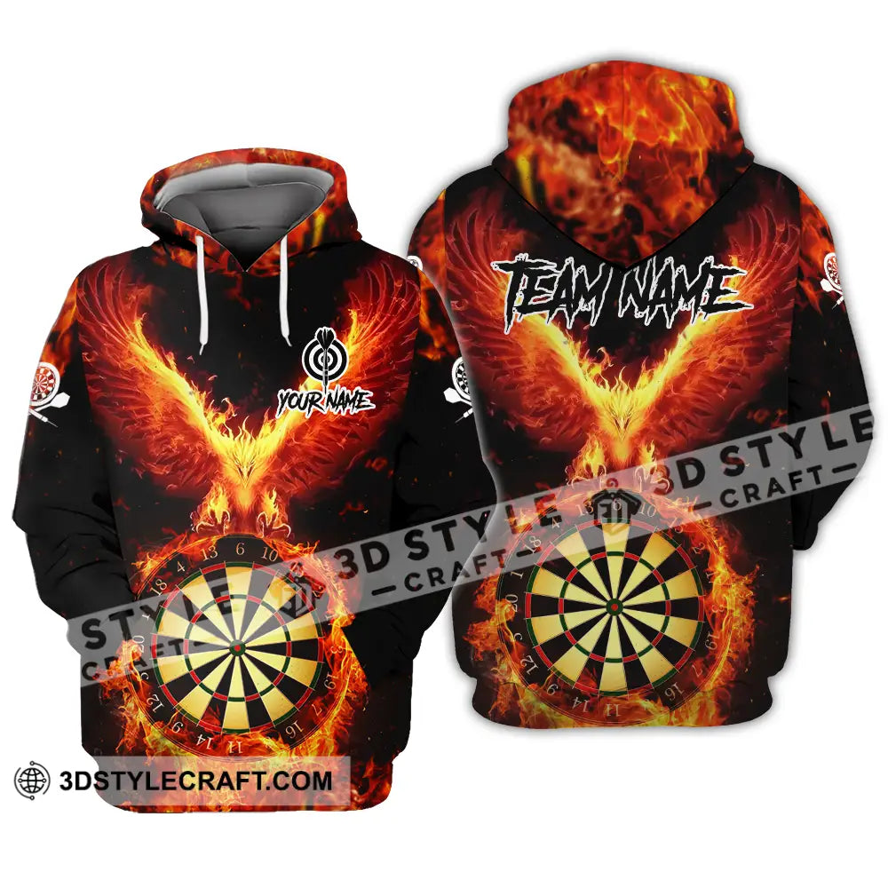 Unisex Shirt - Custom Name Sport Fire Eagle Darts Player Hoodie / S T-Shirt