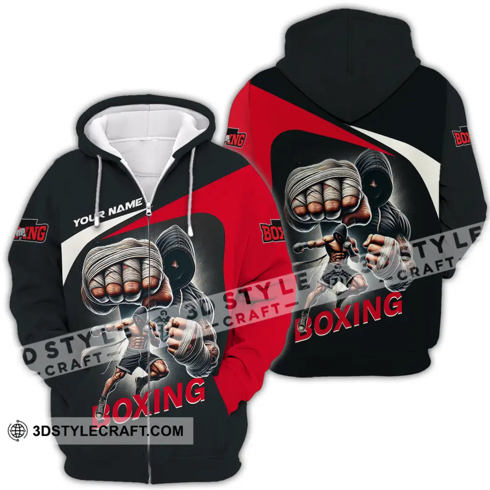 Unisex Shirt - Custom Name Sport King Of Boxing Zipper Hoodie / S T-Shirt