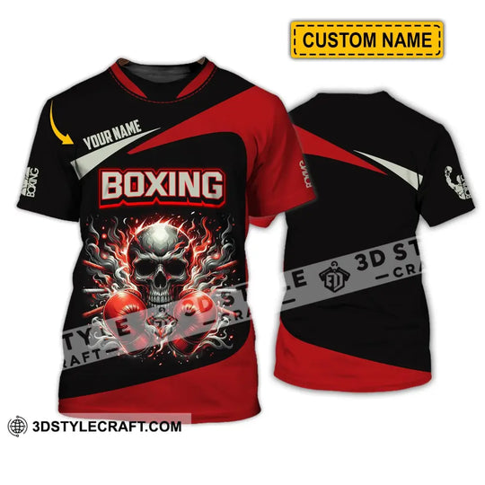 Unisex Shirt - Custom Name Sport Shirt, Red Glove Boxing Skull style option 2