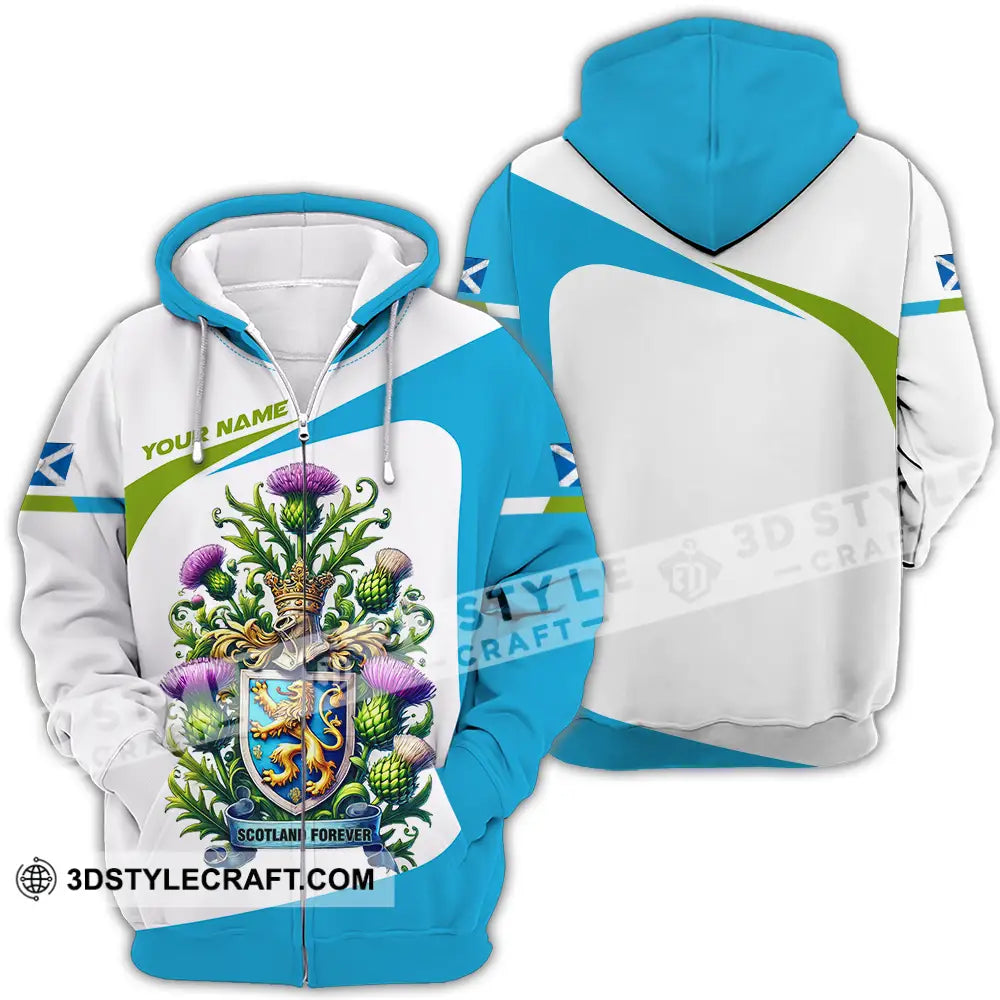 Unisex Shirt - Custom Name Sport Scotland Forever Zipper Hoodie / S T-Shirt