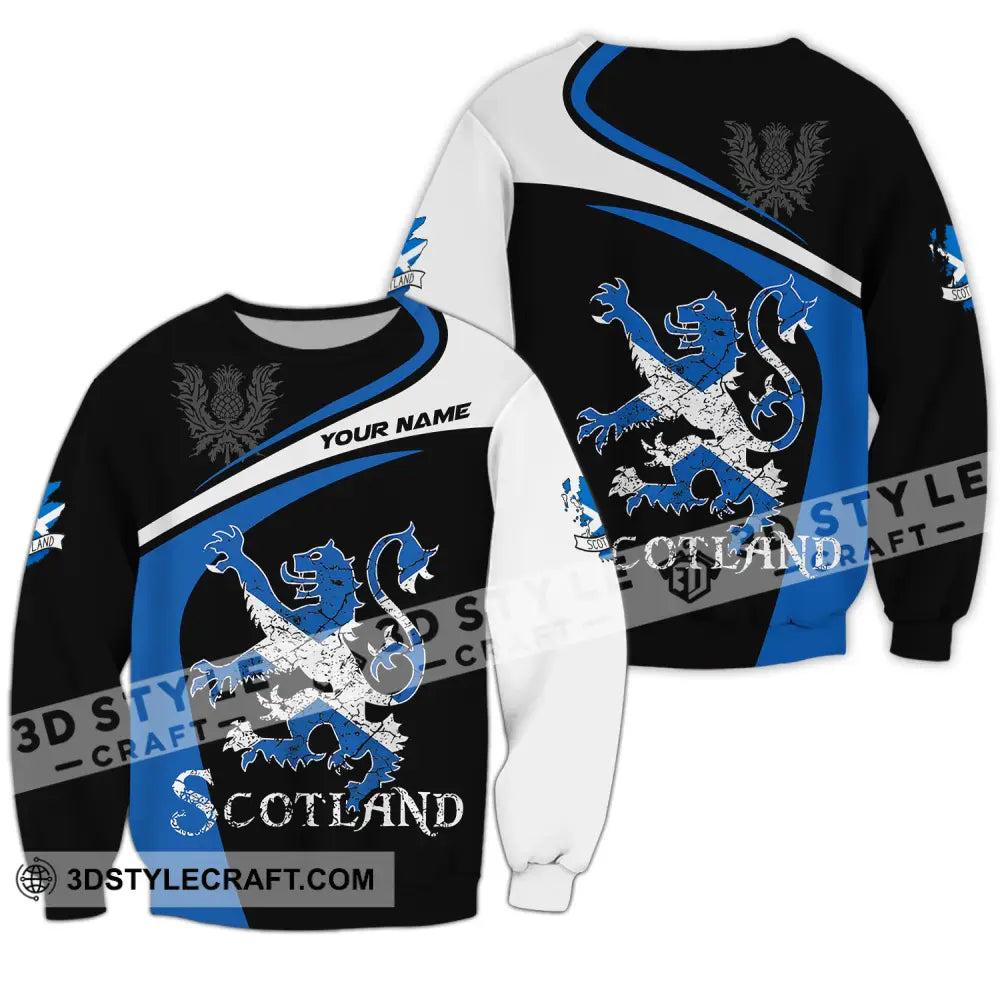 Unisex Shirt - Custom Name Sport Scotland Lion Long Sleeve / S T-Shirt