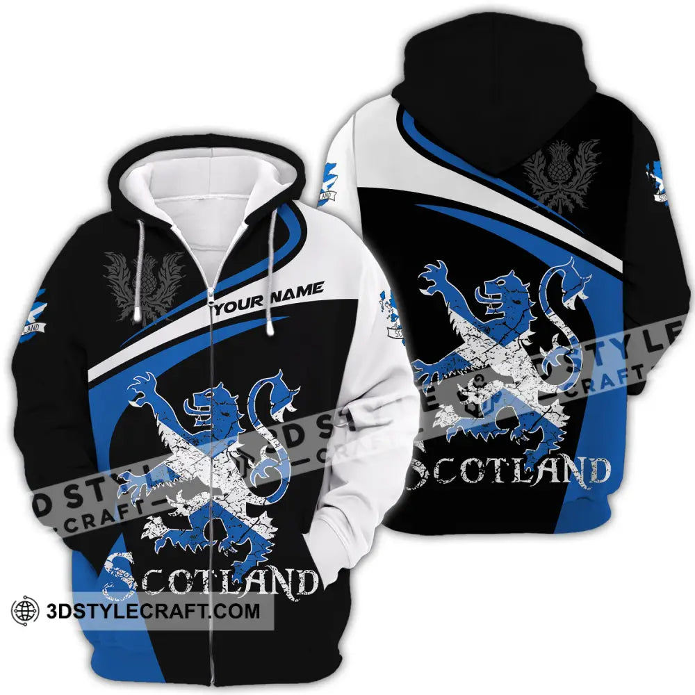 Unisex Shirt - Custom Name Sport Scotland Lion Zipper Hoodie / S T-Shirt