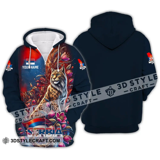 Unisex Shirt - Custom Name Sport Shirt - Serbia Wild Cat style option 3