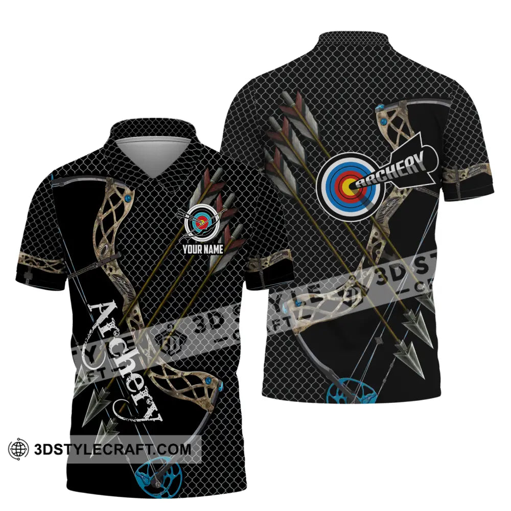 Unisex Shirt - Custom Name Sport Three Arrows Archery Polo / S T-Shirt