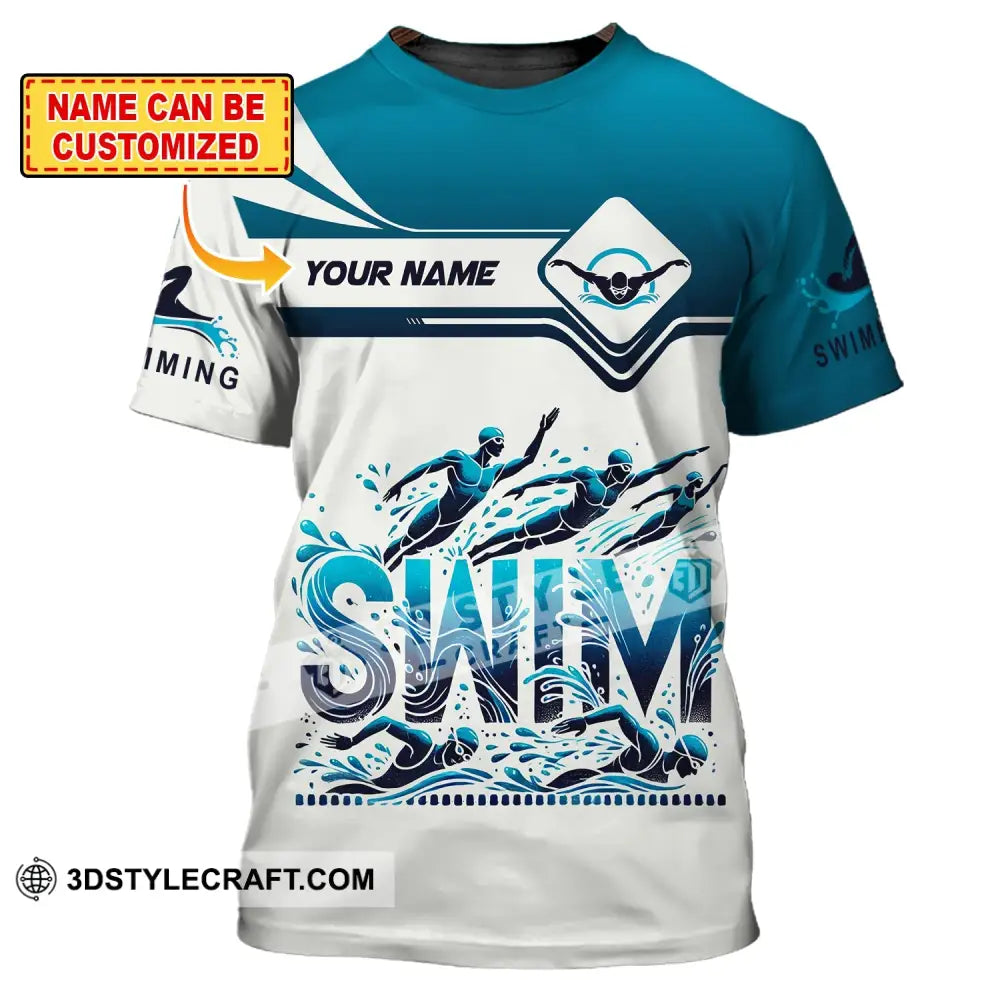 Unisex Shirt Custom Name Swimming T-Shirt For Club Gift Swimmers T-Shirt