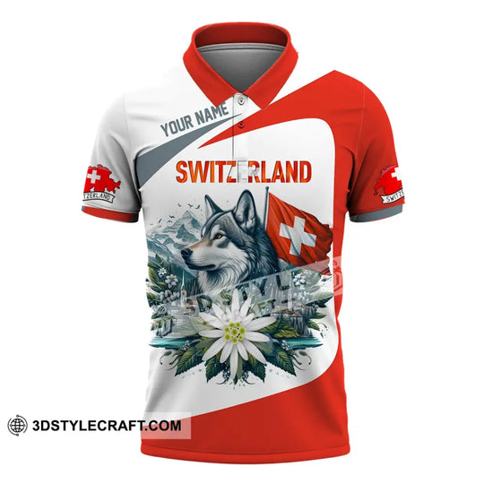 Unisex Shirt, Custom Name Switzerland Shirt, Switzerland Polo Long Sleeve, Switzerland Gift style option 4