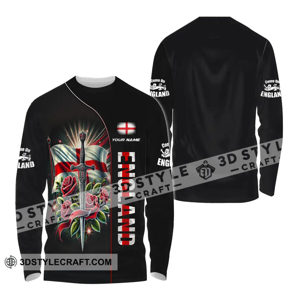 Unisex Shirt - Custom Name Sword Of England Long Sleeve / S T-Shirt