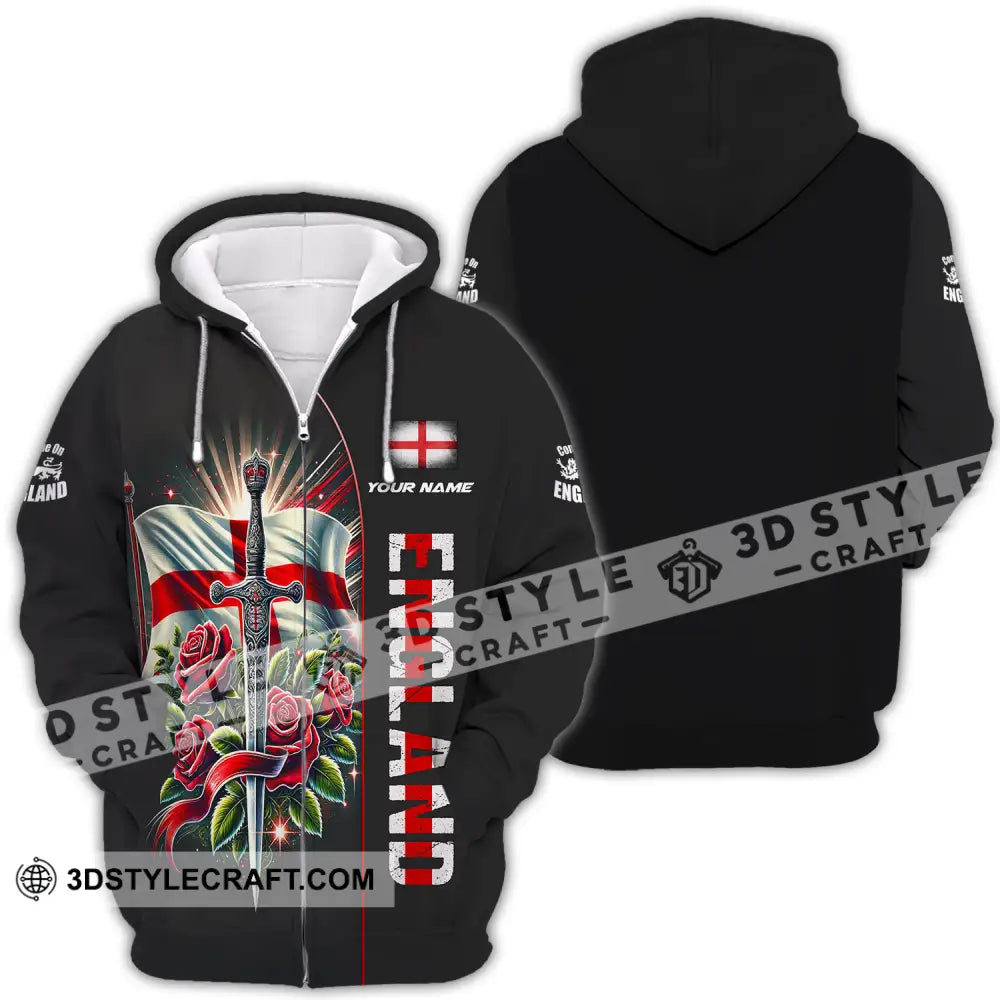 Unisex Shirt - Custom Name Sword Of England Zipper Hoodie / S T-Shirt