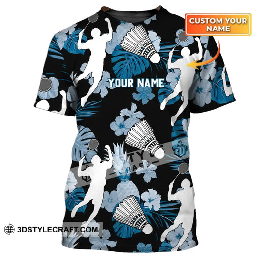 Unisex Shirt - Custom Name T-Shirt - Badminton Tropical Design Clothing style option 1