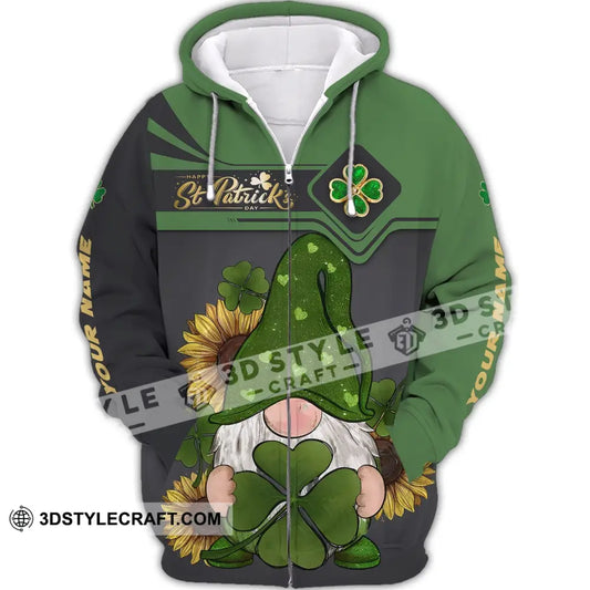 Unisex Shirt - Custom Name T-Shirt Clover Happy Saint Patrick’s Day Zipper Hoodie / S T-Shirt