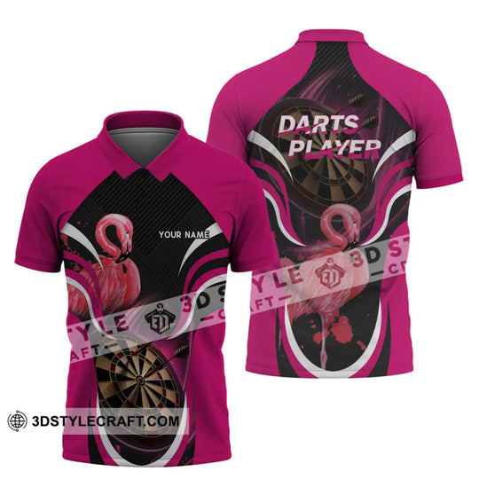 Unisex Shirt - Custom Name T-Shirt, Darts Player Flamingo style option 4