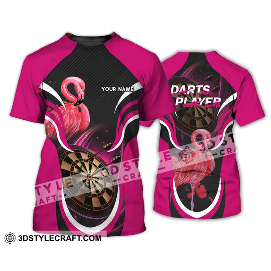 Unisex Shirt - Custom Name T-Shirt, Darts Player Flamingo style option 2
