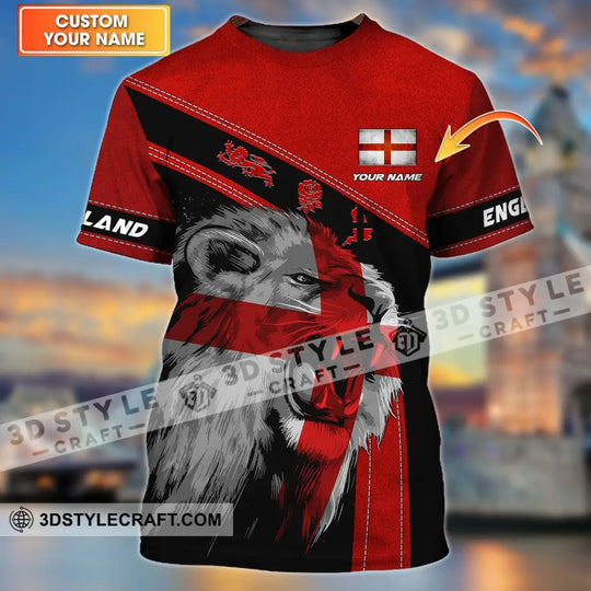 Unisex Shirt - Custom Name T-Shirt, England Red Lion And Roses style option 1