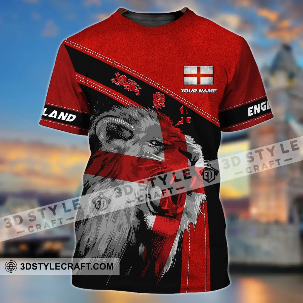 Unisex Shirt - Custom Name T-Shirt England Red Lion And Roses / S T-Shirt