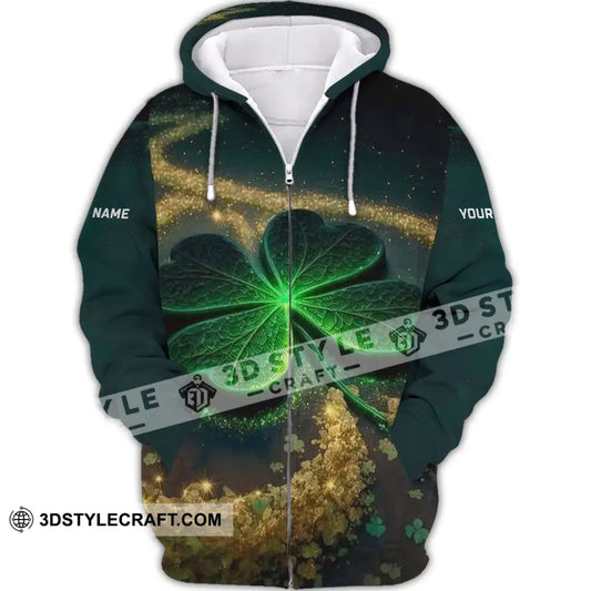 Unisex Shirt - Custom Name T-Shirt Four-Leaf Clover Zipper Hoodie / S T-Shirt