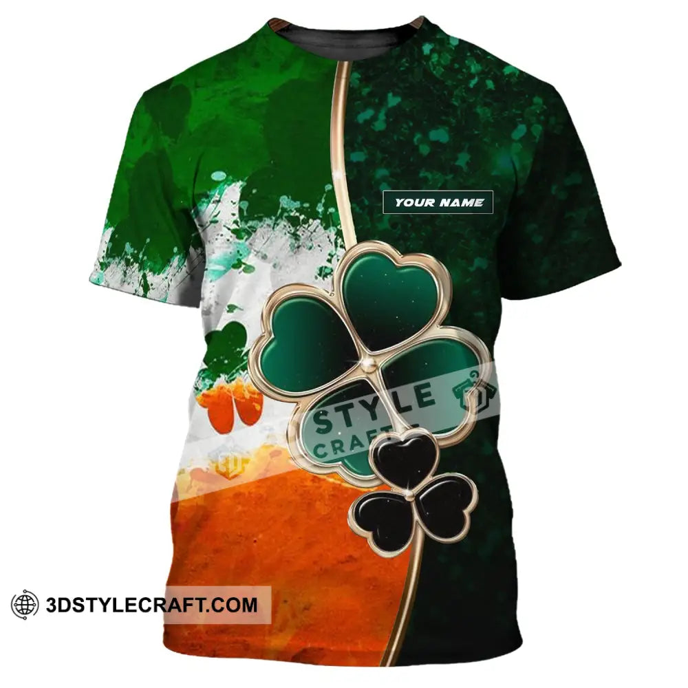 Unisex Shirt - Custom Name T-Shirt Green And Orange Clover For Saint Patrick’s Day / S T-Shirt