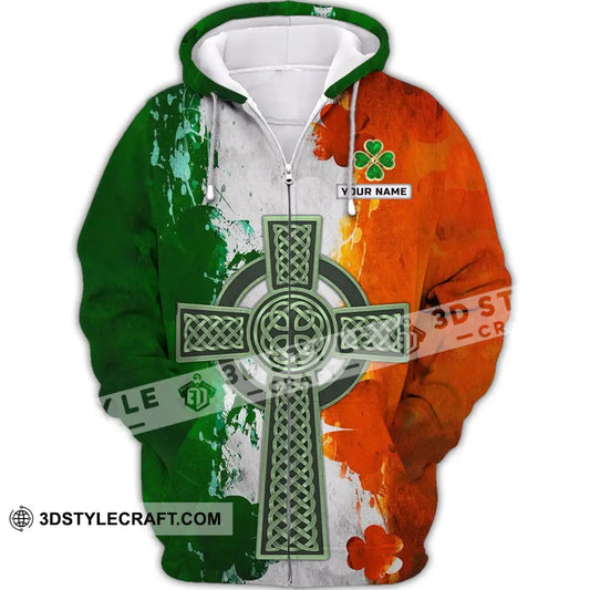 Unisex Shirt - Custom Name T-Shirt Happy St. Patrick’s Day Clothing Clover Zipper Hoodie / S T-Shirt