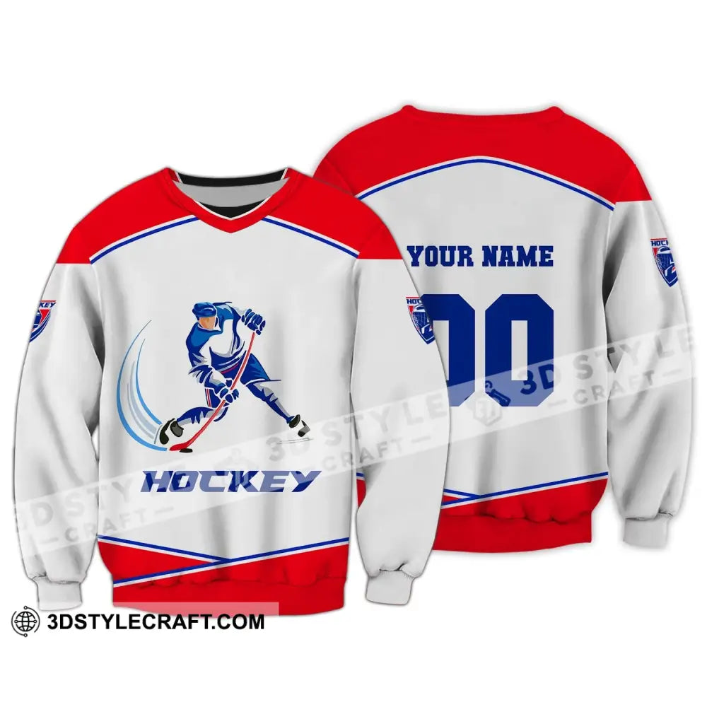 Unisex Shirt Custom Name T-Shirt Hockey Polo Gift For Player Long Sleeve / S