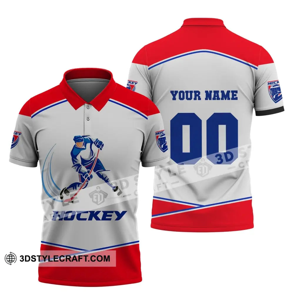 Unisex Shirt Custom Name T-Shirt Hockey Polo Gift For Player / S