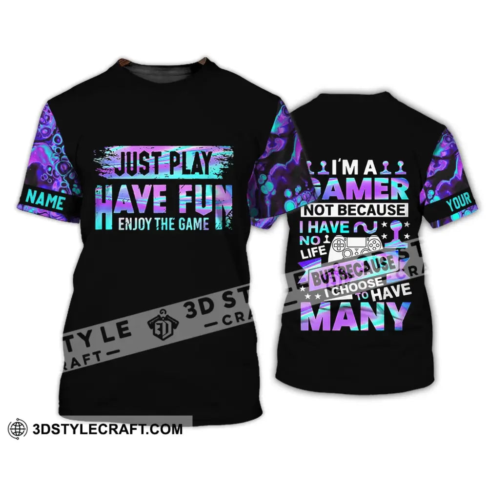 Unisex Shirt - Custom Name T-Shirt Just Play Have Fun Enjoy The Game / S T-Shirt