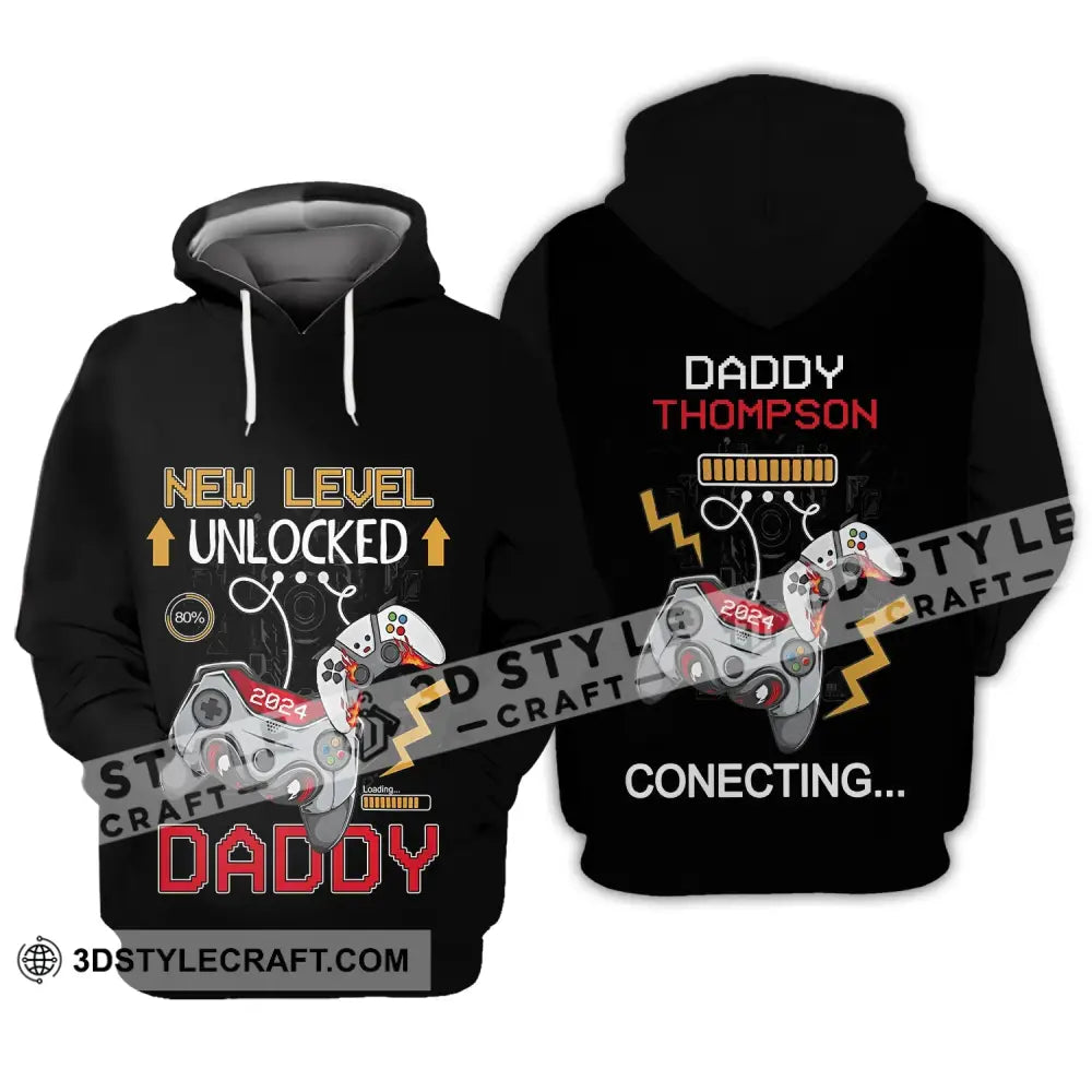 Unisex Shirt - Custom Name T-Shirt New Level Unlocked Hoodie / S T-Shirt