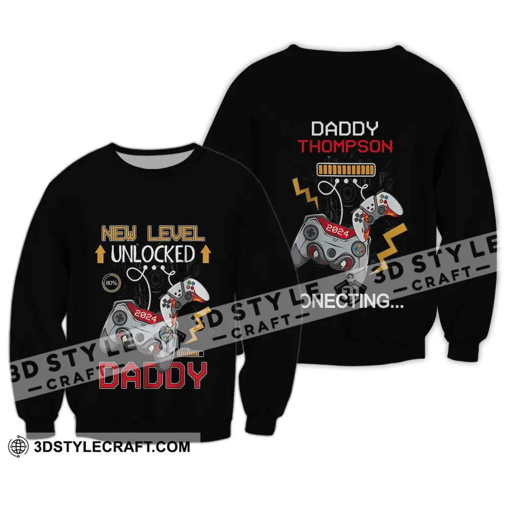 Unisex Shirt - Custom Name T-Shirt New Level Unlocked Long Sleeve / S T-Shirt