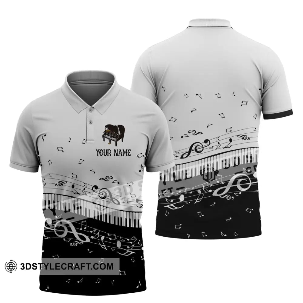 Unisex Shirt - Custom Name T-Shirt Personalized Piano Gift For Music Lovers Polo / S T-Shirt