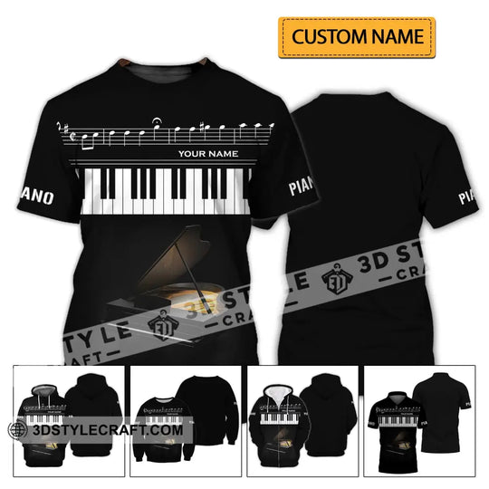 Unisex Shirt - Custom Name T-Shirt - Piano Keys Shirt style option 2