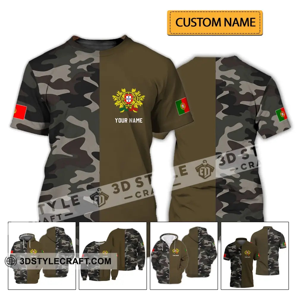 Unisex Shirt - Custom Name T-Shirt Portugal Half Camo Design T-Shirt